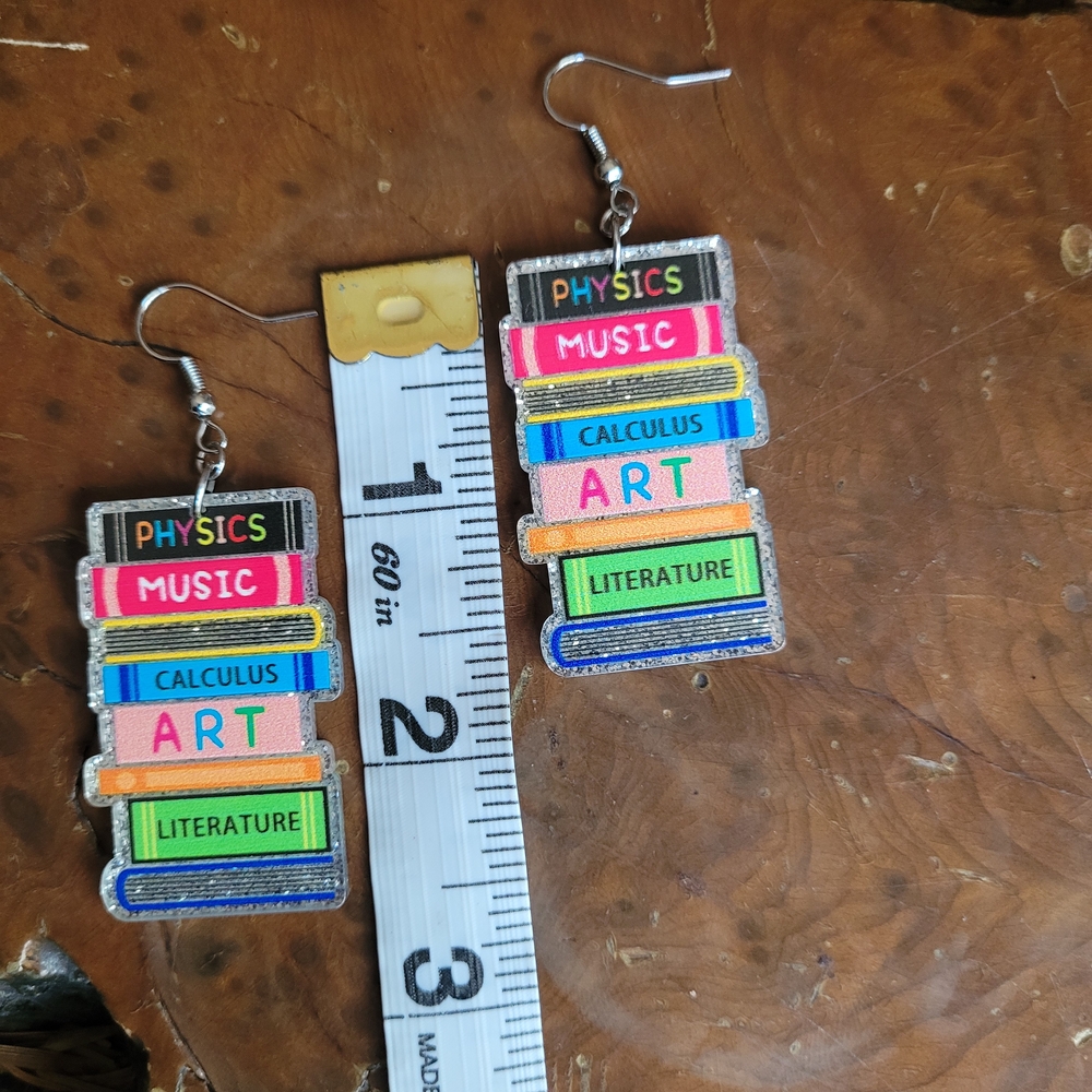 Colorful Book Stack Earrings - Picture 5 of 5
